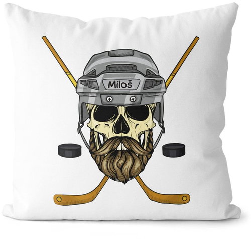 Impar Hockey skull with name, Milos - Pillow - Main image