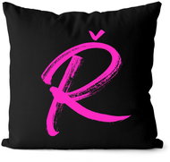 Impar letter Ř, colour of initials pink - Pillow