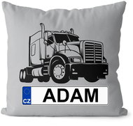 Impar license plate with name, black truck, Adam - Pillow