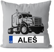 Impar license plate with name, black truck, Ales - Pillow
