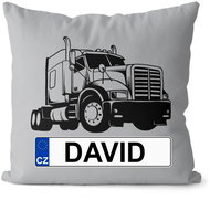 Impar license plate with name, black truck, David - Pillow