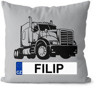 Impar license plate with name, black truck, Filip - Pillow