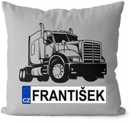 Impar license plate with name, black truck, Frantisek - Pillow