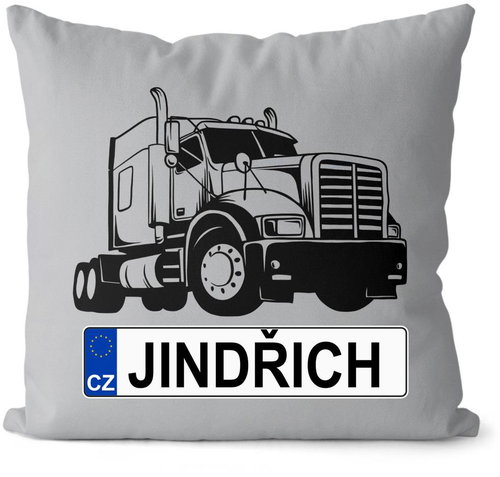 Impar license plate with name, black truck, Henry - Pillow - Main image