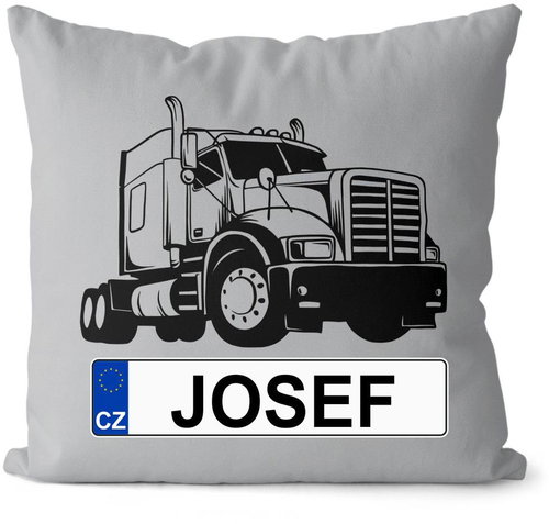 Impar license plate with name, black truck, Josef - Pillow - Main image