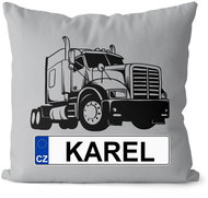 Impar license plate with name, black truck, Karel - Pillow