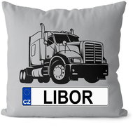 Impar license plate with name, black truck, Libor - Pillow