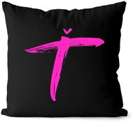 Impar letter T, colour initials pink - Pillow