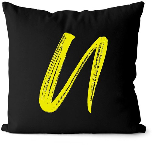 Impar písmeno U, barva iniciály žlutá - Pillow - Main image