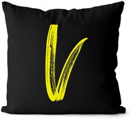 Impar písmeno V, barva iniciály žlutá - Pillow