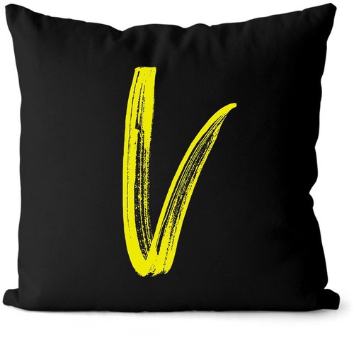 Impar písmeno V, barva iniciály žlutá - Pillow - Main image