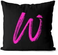 Impar písmeno W, barva iniciály růžová - Pillow