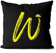 Impar písmeno W, barva iniciály žlutá - Pillow