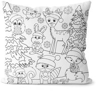 Impar with colouring page Christmas forest - Pillow