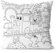 Impar with colouring page Train in the zoo - Pillow