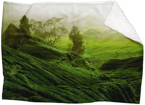 IMPAR Lambskin blanket Green field, 200 × 140 cm - Blanket - Main image