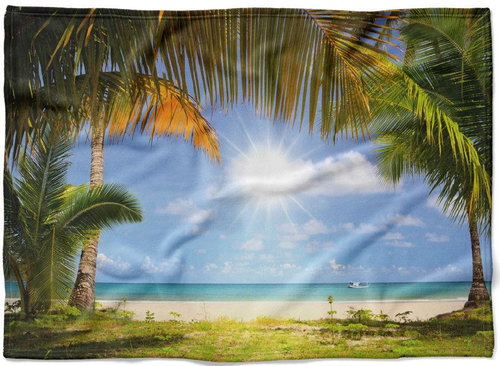 IMPAR Fleece blanket Palms on the beach, 200 × 140 cm - Blanket - Main image