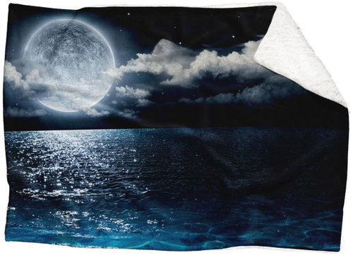 IMPAR Lambskin blanket Sea with moon, 150 × 120 cm - Blanket - Main image