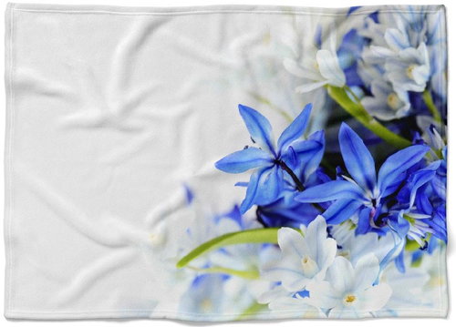 IMPAR Fleece blanket Blue and white flowers, 200 × 140 cm - Blanket - Main image