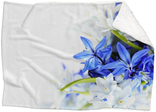 IMPAR Lambskin blanket Blue and white flowers, 200 × 140 cm - Blanket - Main image