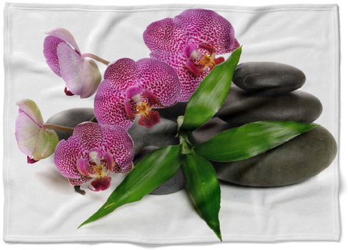 IMPAR Fleece blanket Orchid on stones, 150 × 120 cm - Blanket - Main image
