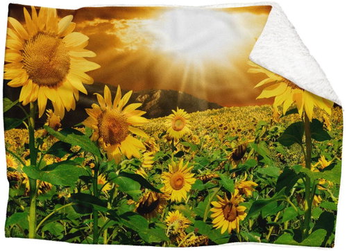 IMPAR Lambskin blanket Sunflowers, 150 × 120 cm - Blanket - Main image