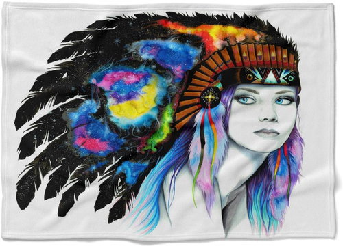 IMPAR Fleece blanket Space Indian Art, 200 × 140 cm - Blanket - Main image