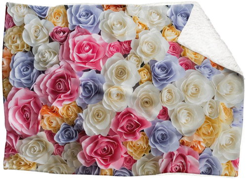 IMPAR Lambskin blanket Colourful roses 2, 150 × 120 cm - Blanket - Main image