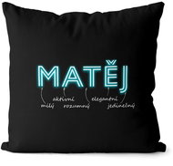 Impar pillow neon male name Matěj - Pillow