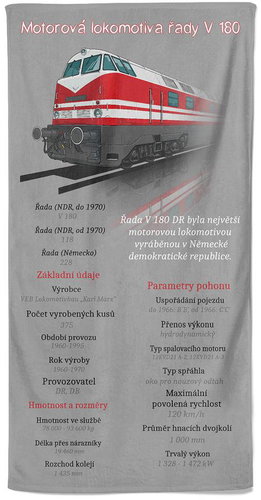 IMPAR Osuška Lokomotiva V 180 (DR) - 100 × 170 cm - Bath Towel - Main image