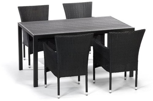 IWHome Jídelní set VIGO L antracit + 4x křeslo BARCELONA antracit - Zahradní nábytek - Main image