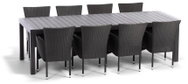 IWHome Jídelní set rozkládací GRANADA XXL antracit + 8x křeslo BARCELONA antracit - Zahradní nábytek