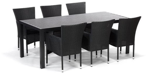 IWHome Jídelní set VIGO XL antracit + 6x křeslo BARCELONA antracit - Zahradní nábytek - Main image