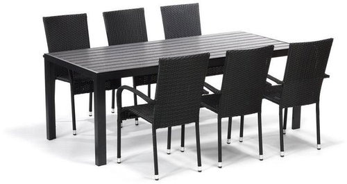 IWHome Jídelní set VIGO XL antracit + 6x židle MADRID antracit - Zahradní nábytek - Main image