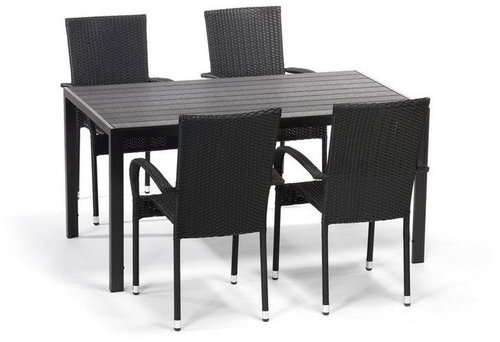 IWHome Jídelní set VIGO L antracit + 4x židle MADRID antracit - Zahradní nábytek - Main image