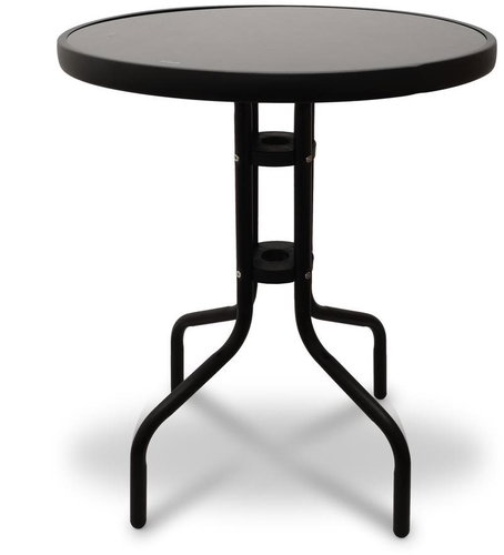 IWHome Stolek LUGO kovový se skleněnou deskou průměr 60 cm antracit IWH-10120001 - Zahradní stůl - Main image