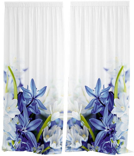IMPAR Curtains Blue and white flowers,140 × 250 cm - Drape - Main image