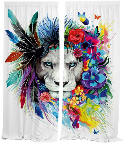 IMPAR Curtains Lion art,140 × 250 cm - Drape - Main image