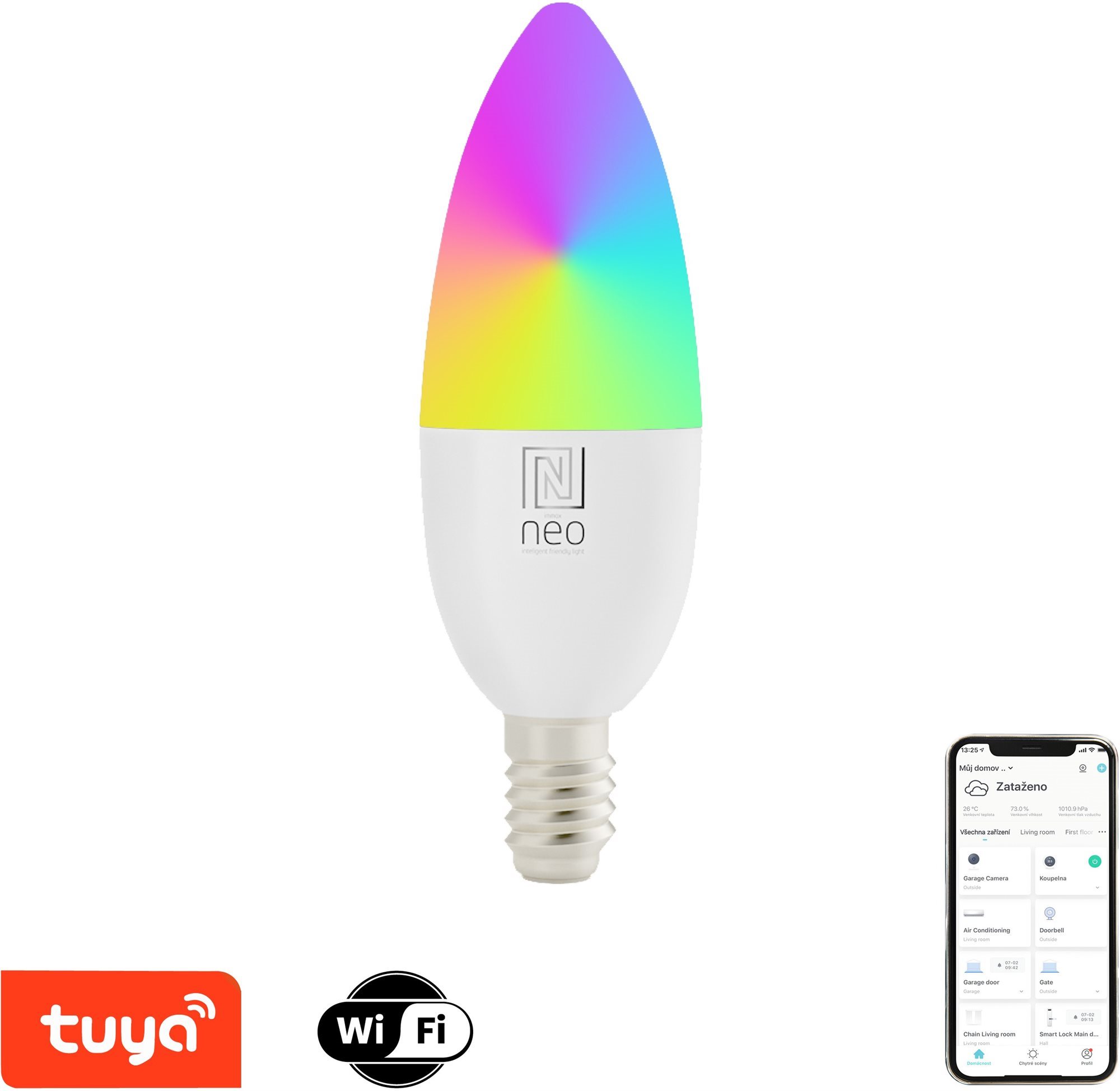 Immax NEO LITE SMART LED izzó E14 6 W színes és fehér WiFi