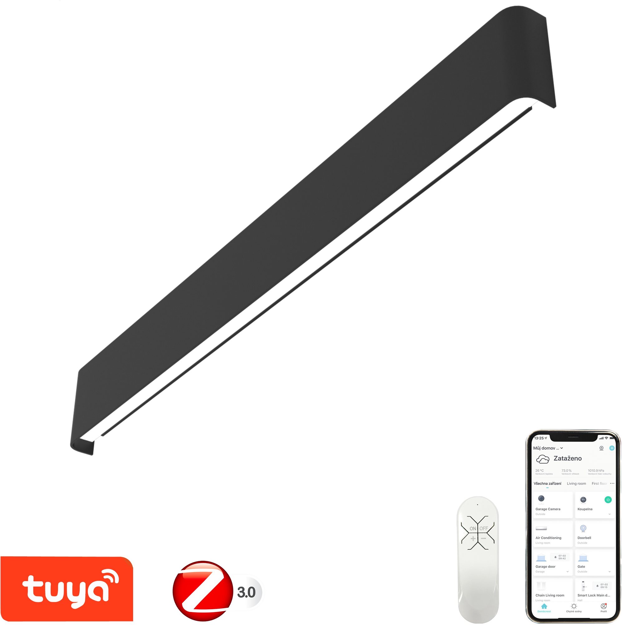 Immax NEO LÍNEA Smart fali lámpa 76cm 40W fekete Zigbee 3.0