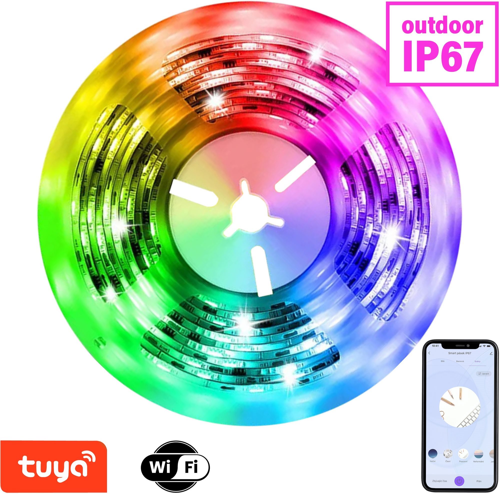 Immax NEO LITE intelligens szalag LED 5 m, RGB, CCT, színes, szabályozható, wifi IP67, kültéri