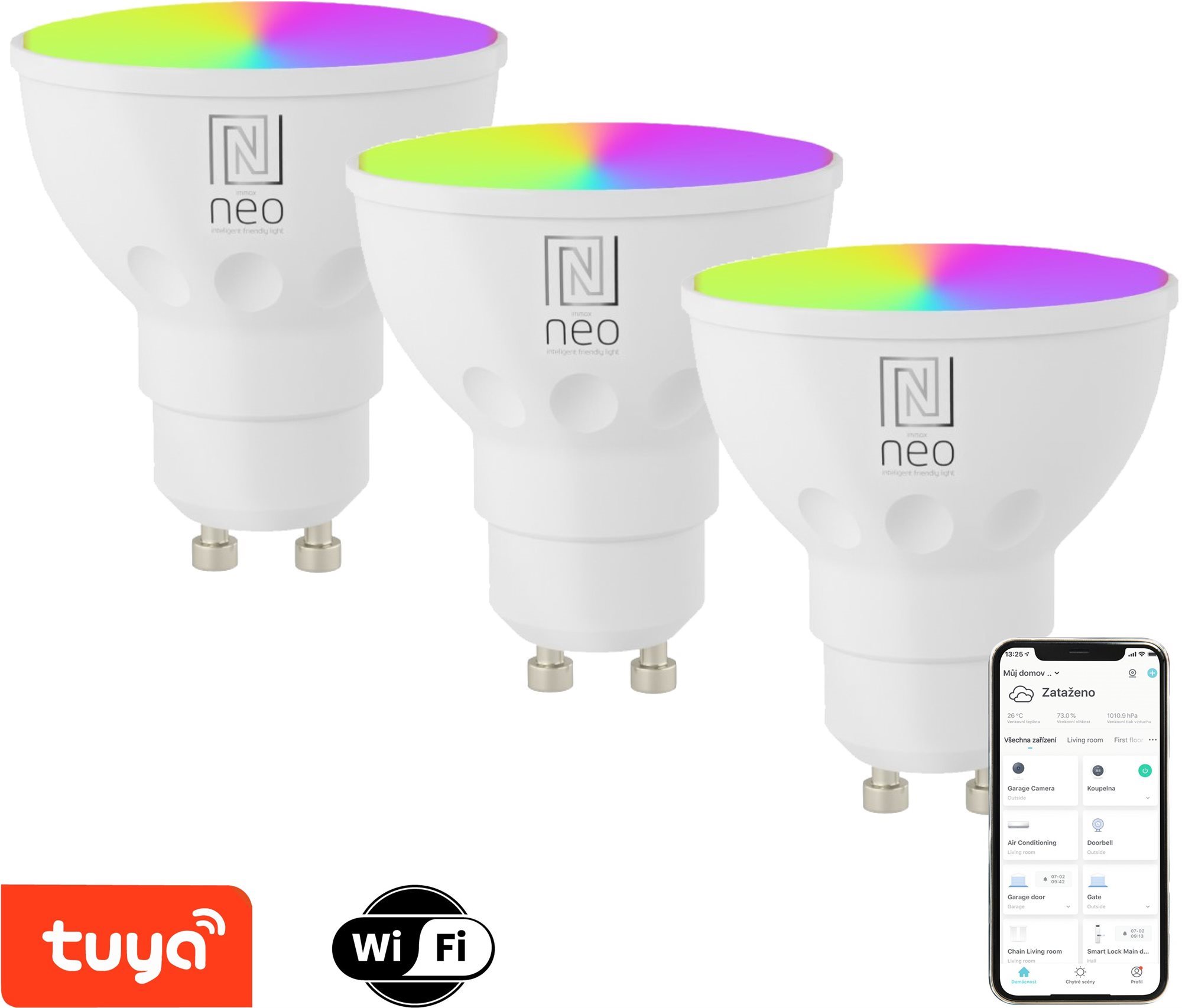 IMMAX NEO LITE GU10 6W RGB+CCT, színes és fehér, WiFi, 3db