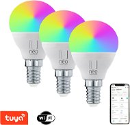 Immax NEO LITE Smart 3× žiarovka LED E14 6 W RGB + CCT farebná a biela, stmievateľná, WiFi, P45 - LED žiarovka