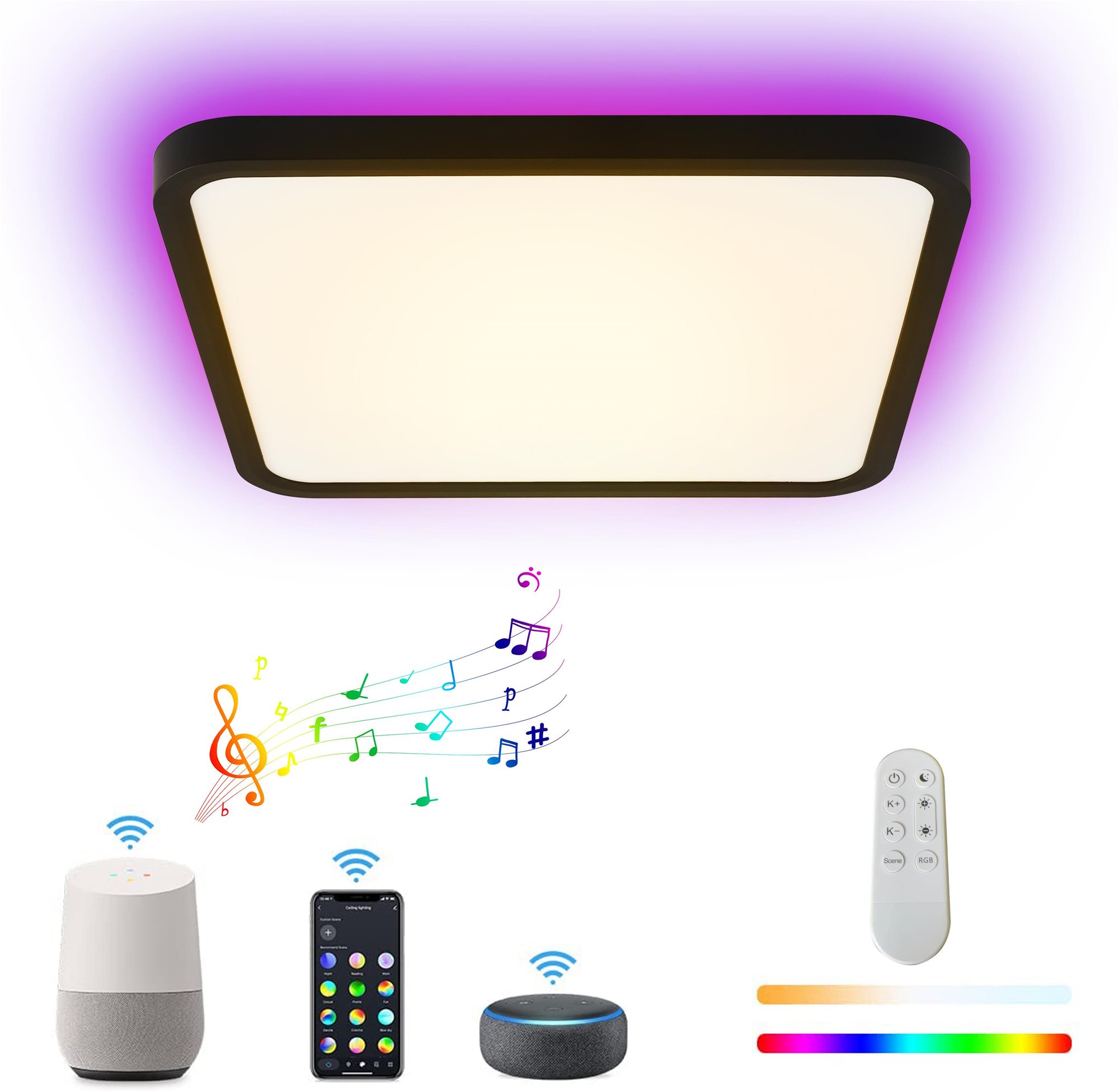 IMMAX NEO LITE TUDO Smart - RGB háttérvilágítás, 40x40 cm, 50W, Tuya, WiFi, fekete