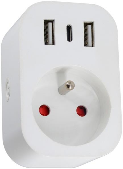 IMMAX NEO LITE Smart beltéri konnektor, E típus, 2× USB, 1× USB C , WiFi