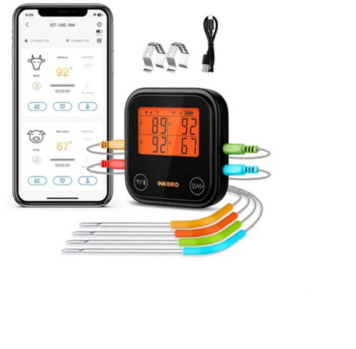 INKBIRD BBQ teploměr se 4 sondami WiFi & Bluetooth IDT-34E-BW - Digitální teploměr - Hlavní obrázek