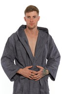 Interkontakt Men's robe with hood 02 Dark Grey - Bathrobe