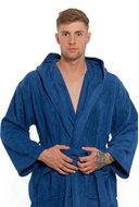 Interkontakt Men's robe with hood 03 Blue Navy - Bathrobe