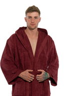 Interkontakt Men's robe with hood 04 Bordeaux - Bathrobe