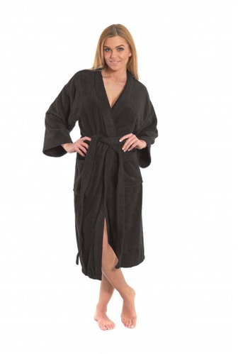 Interkontakt Ladies bathrobe model KIMONO 05 Black Chocolate - Bathrobe - Main image